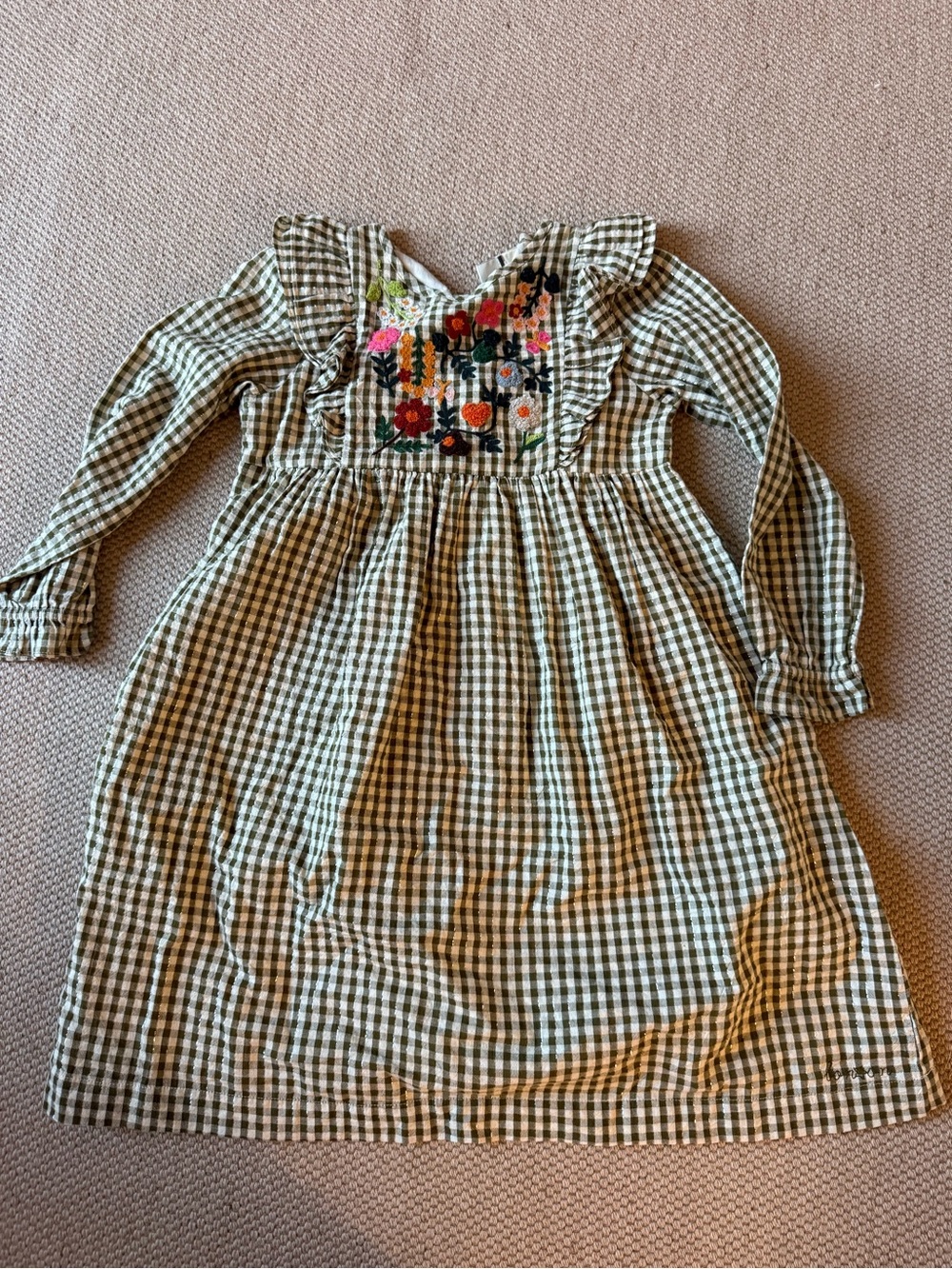 Bonton Blue and White Gingham Ruffle Dress